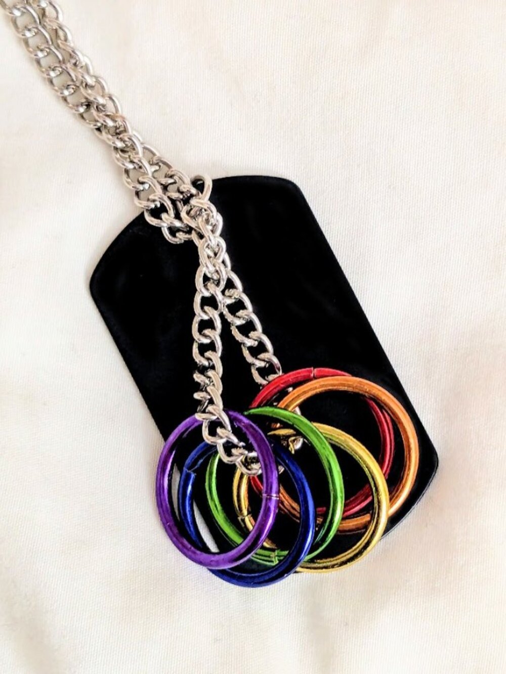 Vintage Freedom Rings Rainbow Necklace Anodized Aluminium Gay Pride 90s